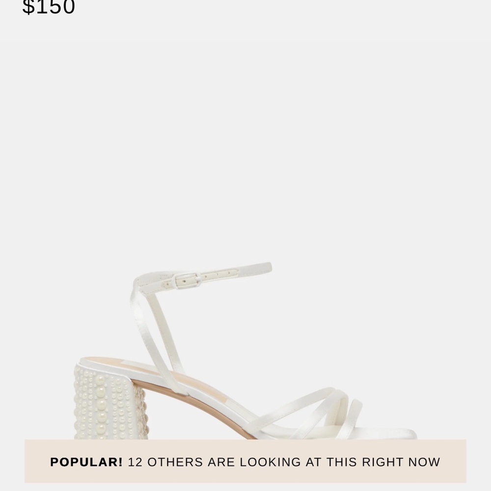 Dolce Vita White Strappy Heels with Pearl Block Heel